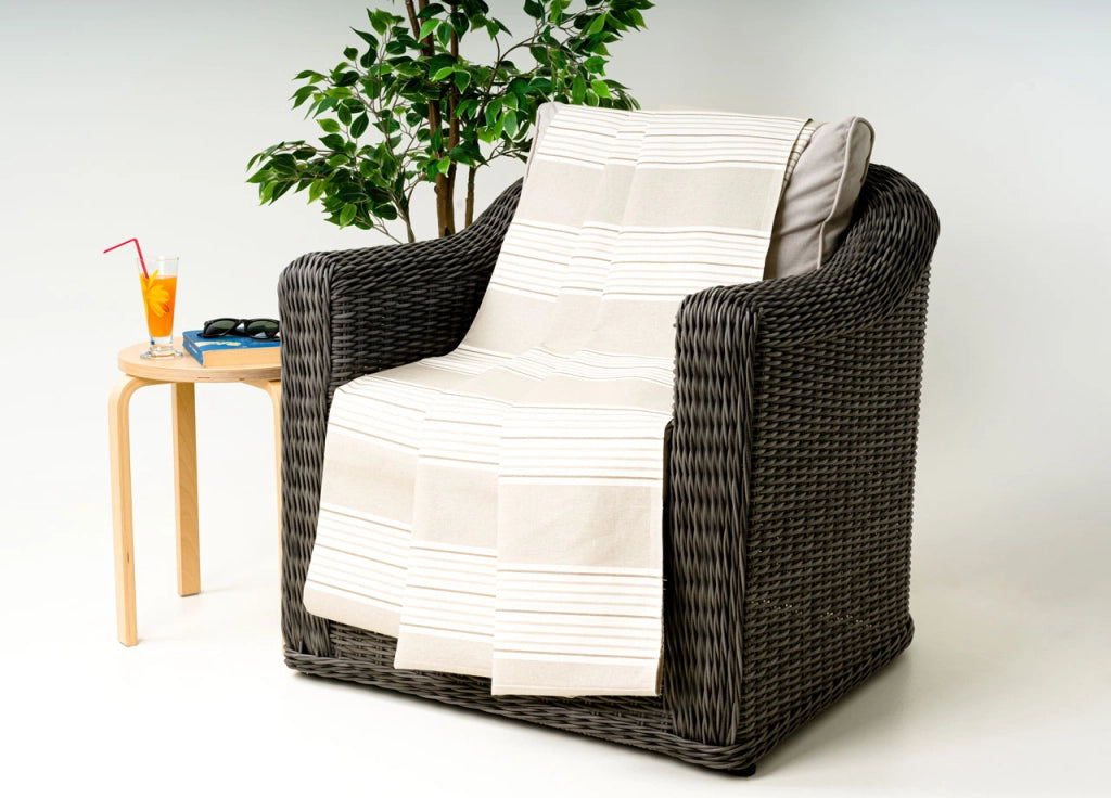 Telo Arredo Granfoulard Copritutto Cotone Made Italy Vari Disegni Arredatutto Copriletto Multiuso - 1 Piazza - Righine Beige