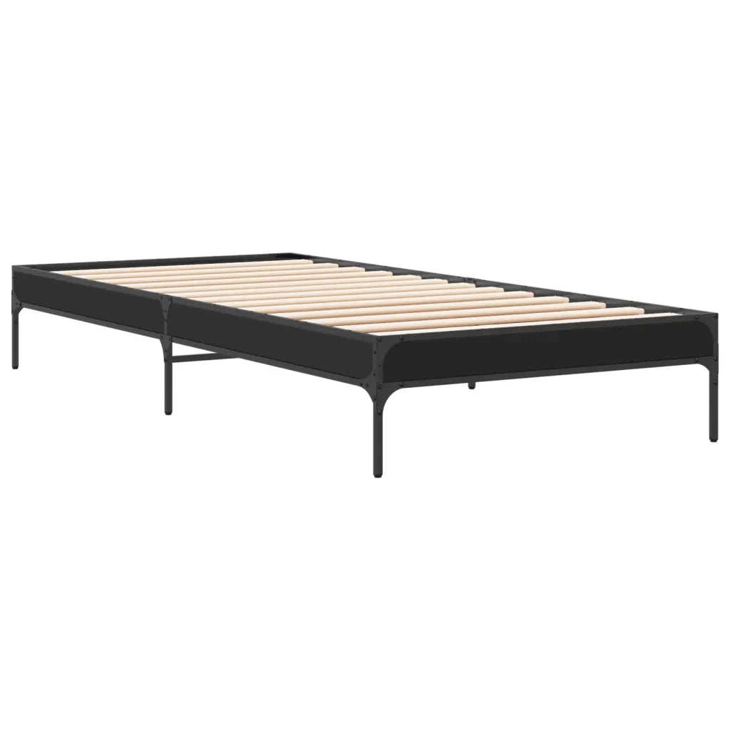 Giroletto Nero 90x190 cm in Legno Multistrato e Metallo 845051