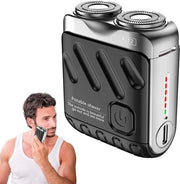 Scheermacchina portatile mini elettrica Adatta per uomini, IPX7 impermeabile a getti d'acqua piccola macchina da barba Adatta per casa, auto, viaggi, ufficio, macchina da barba portatile con doppio anello (grigio)