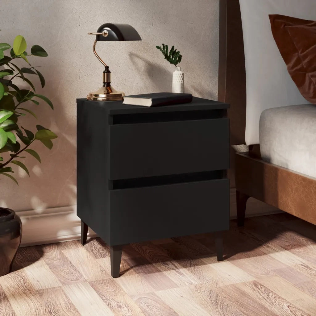Comodino Nero 40x35x50 cm in Legno Multistrato 805871
