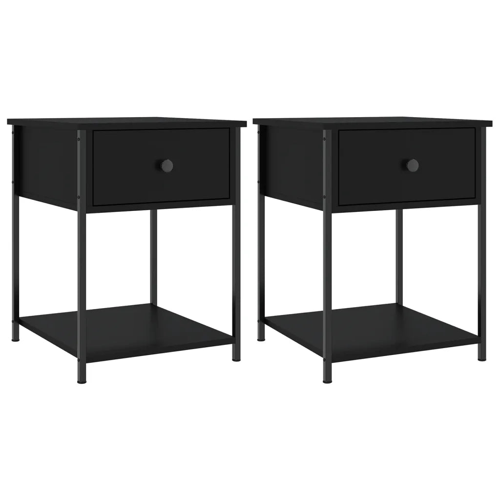 Comodini 2 pz Neri 44x45x58 cm in Legno Multistrato 825844