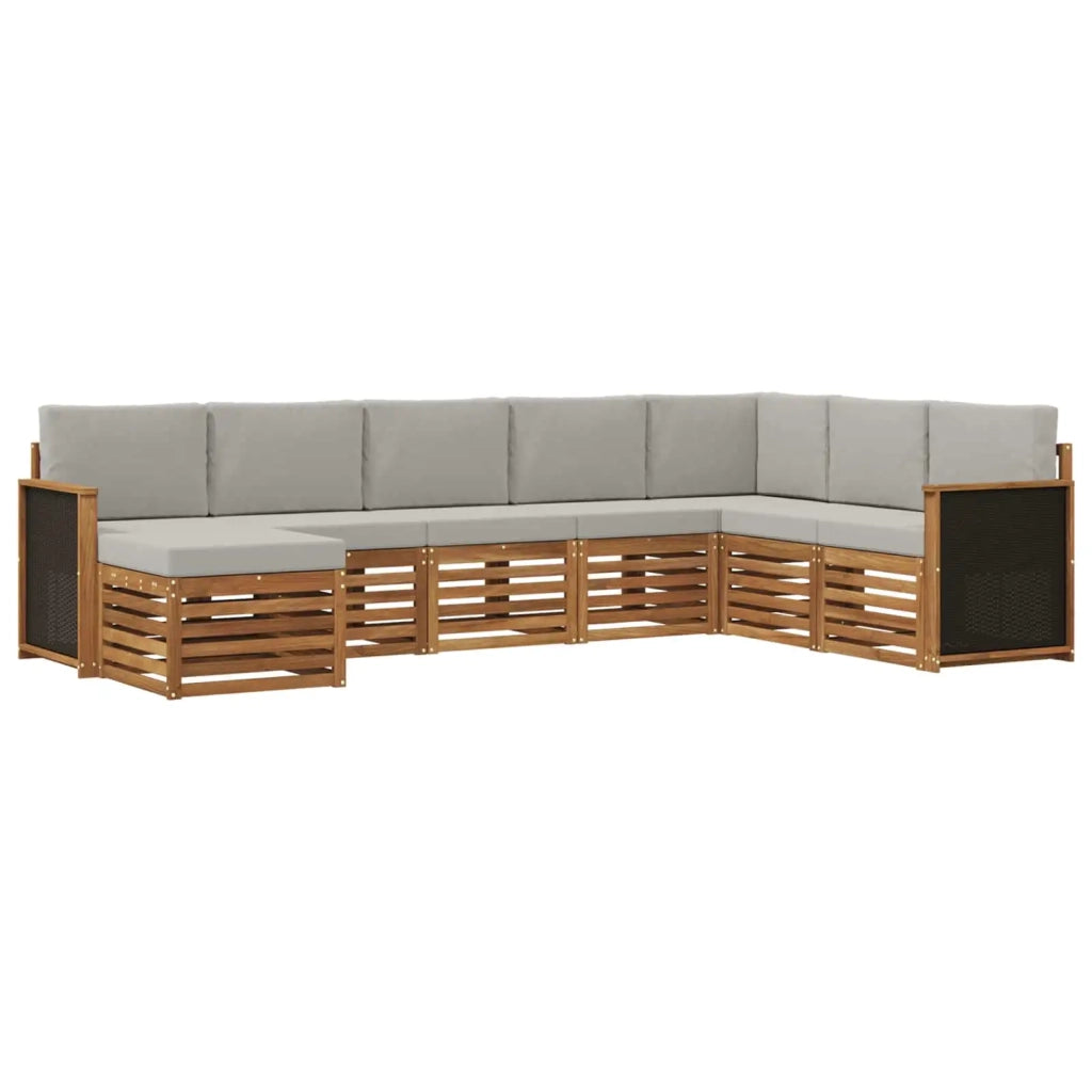 Set di divani da esterno 6 pz Naturale e Grigio Chiaro 3384702