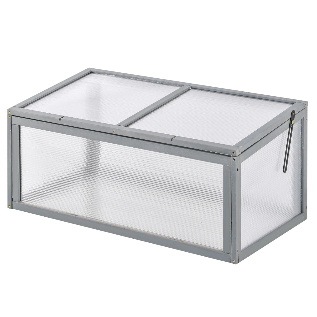 Serra da giardino in legno e policarbonato 90x46x40 cm ¨C zephmum ¨C grigio con copertura