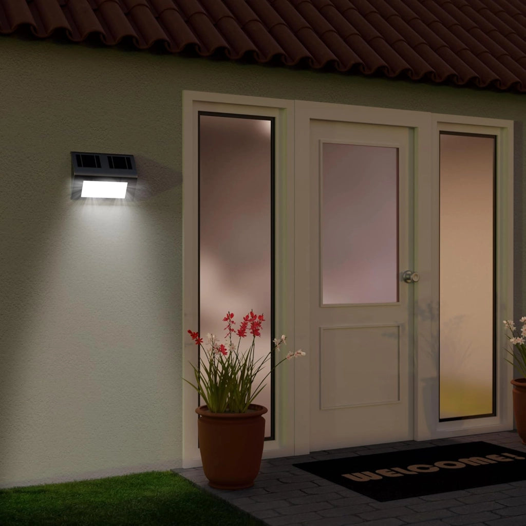 4X Lampada da Parete a LED a Energia Solare con Sensore Crepuscolare da Giardino Impermeabile Esterno Vialetto
