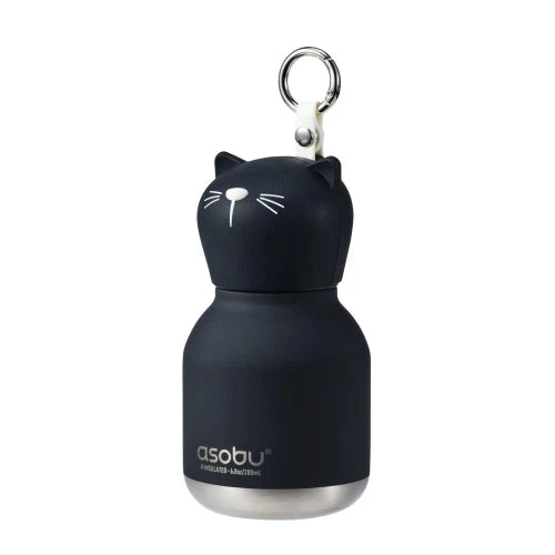 Mini Bestie Gatto nero - Borraccia termica da 200 ml con cannuccia