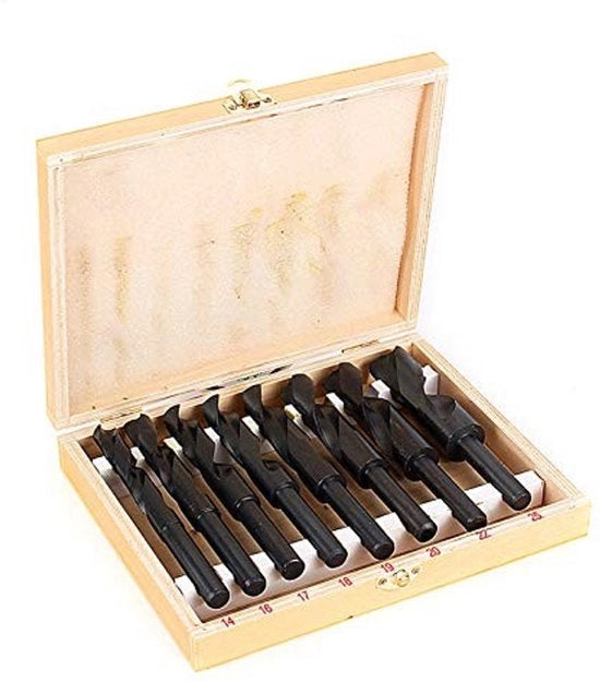 Set di Trapani a Spirale - 8 pezzi - per Metalli - Pretrapanazione e Precisione - da 14mm a 25mm - Adatto per Uso Professionale - Metalli.