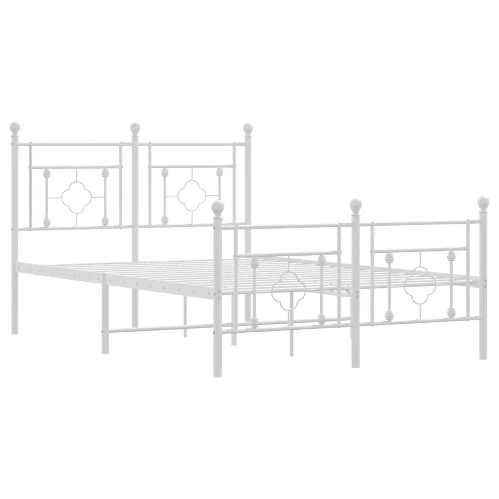 Giroletto con Testiera e Pediera Metallo Bianco 120x190 cm 374403