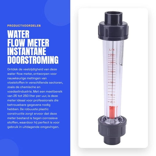 Misuratore di Flusso d'Acqua 25-250 L/U - Plastica - Flussometro - Industria Chimica - Alimentare - Protezione Ambientale