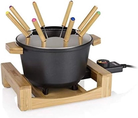 Set di Fonduta al Formaggio - Fondo di Fonduta al Formaggio - Fondo di Fonduta al Formaggio in Ceramica - 1,5L - Nero