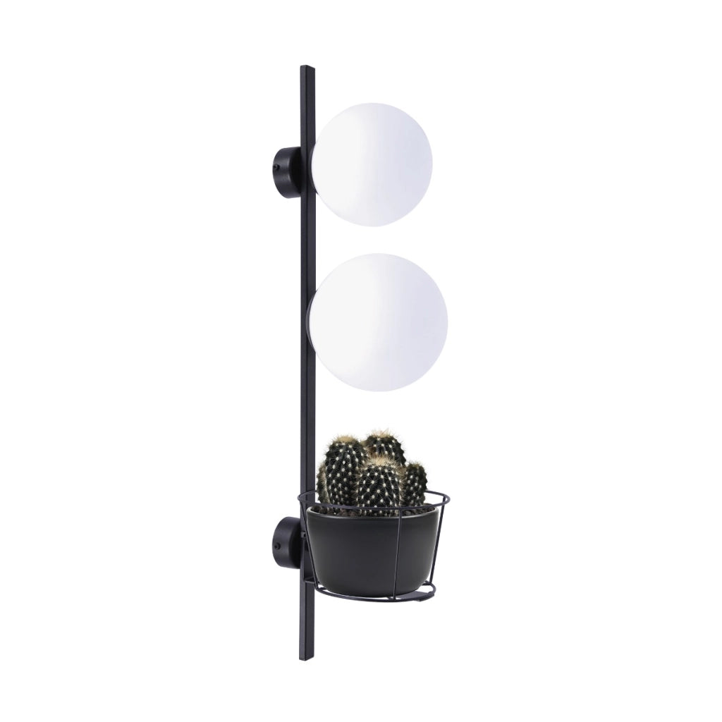 Applique con fioriera PLANT 2 globi bianchi Zuma Line