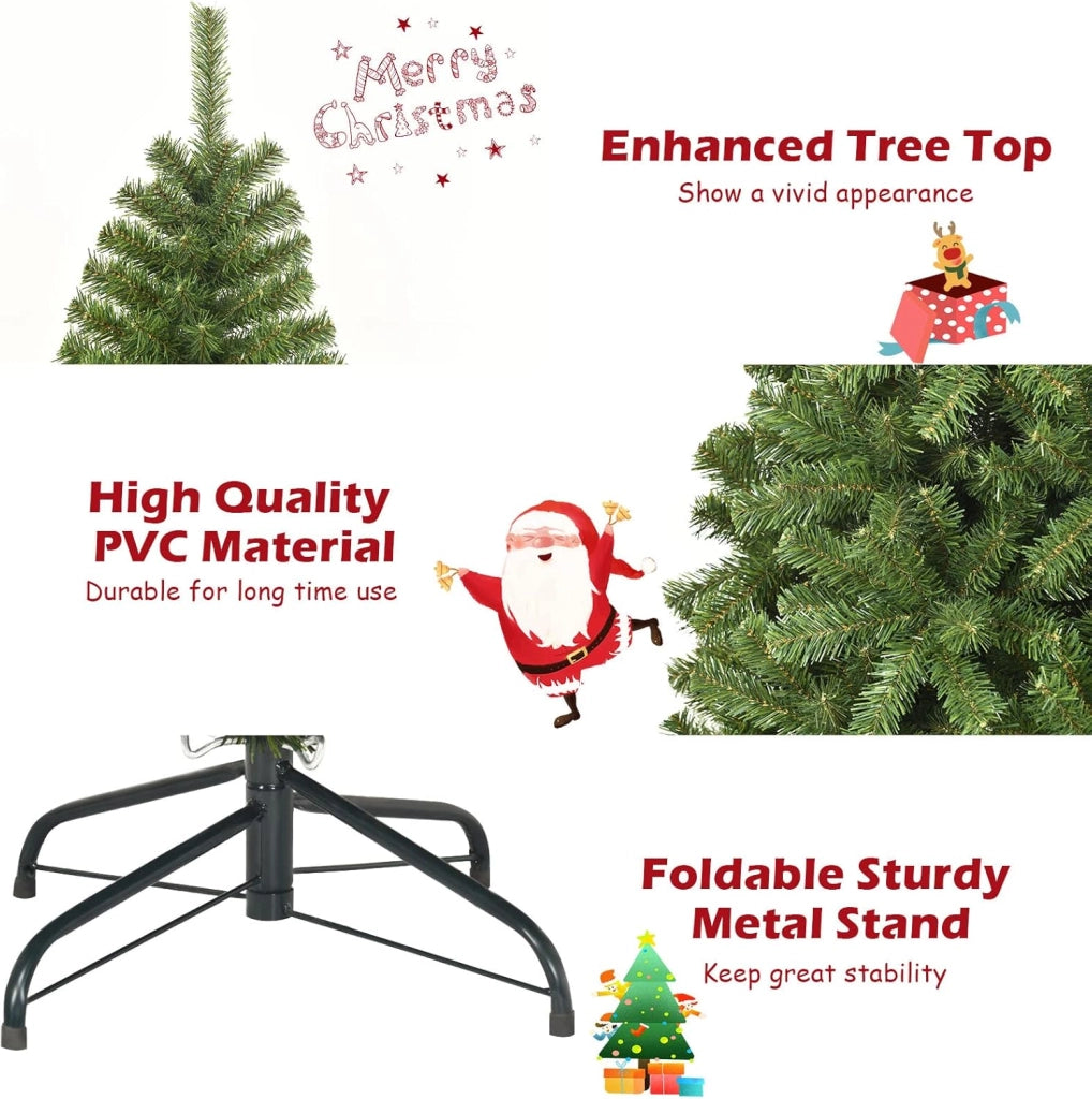 Albero di Natale Verde 180/230 cm, Albero di Natale Folto, Albero di Natale per Feste, Case, Uffici, Negozi, Bar, Scuole, Supporto in Ferro, Rami Spessi