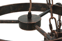 Lampadario Ingranaggio 3 Luci Ø54x104 cm in Ferro e Legno Nero e Rame