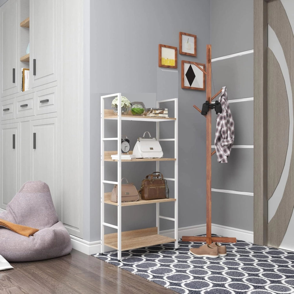 Libreria per Studio Ufficio Scaffale a 4 Ripiani Mensole in Legno Fioriera Porta Piante RGB9304hei