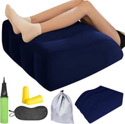 Wigkussen opblaasbare per gonfiaggio per elevazione delle gambe e sonno - cuscino per gambe e ginocchia - respirante e lavabile - blu .