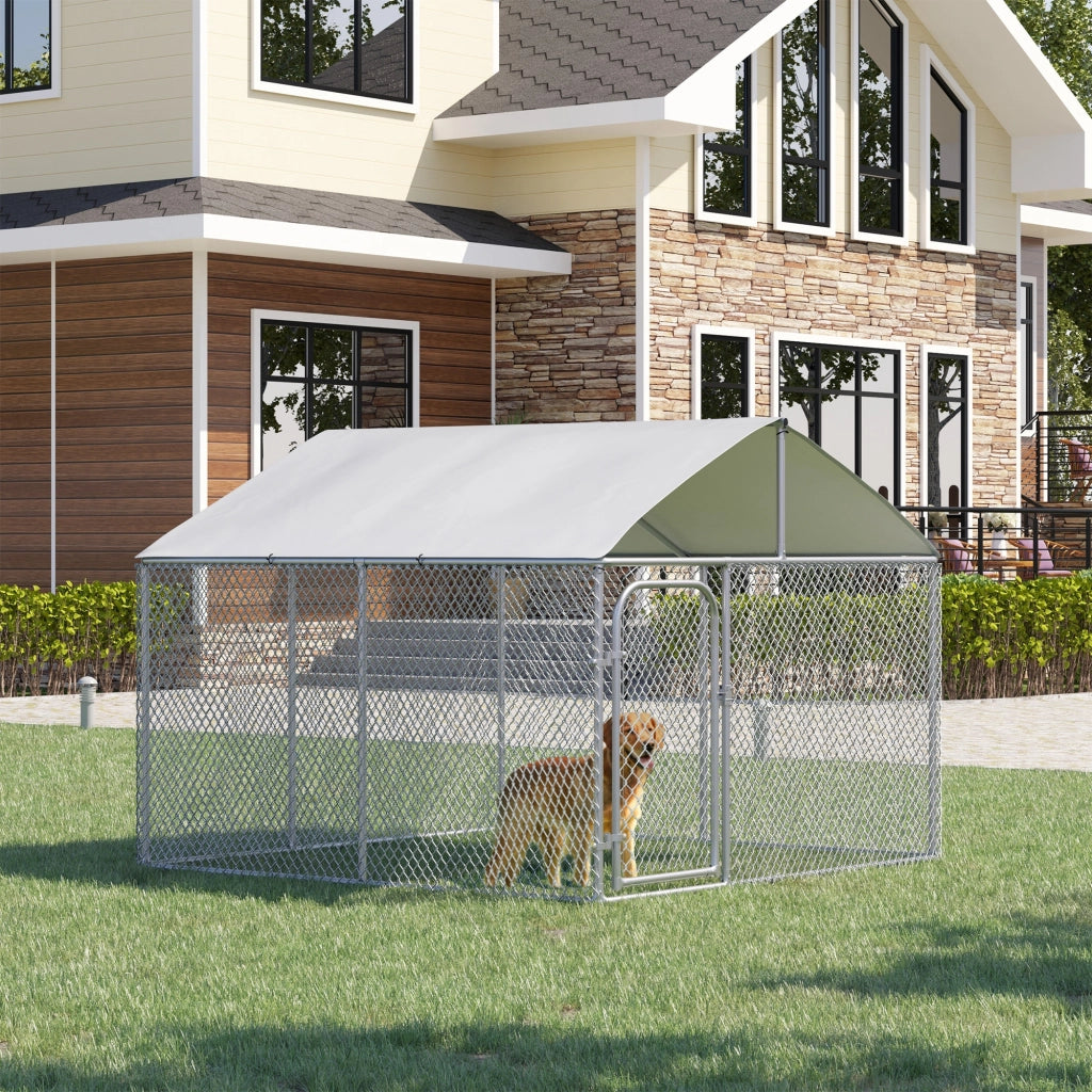 Recinto per Cani da Esterno con Tetto ¨C Xylo ¨C Acciaio Galvanizzato 230x230x175cm 5m2