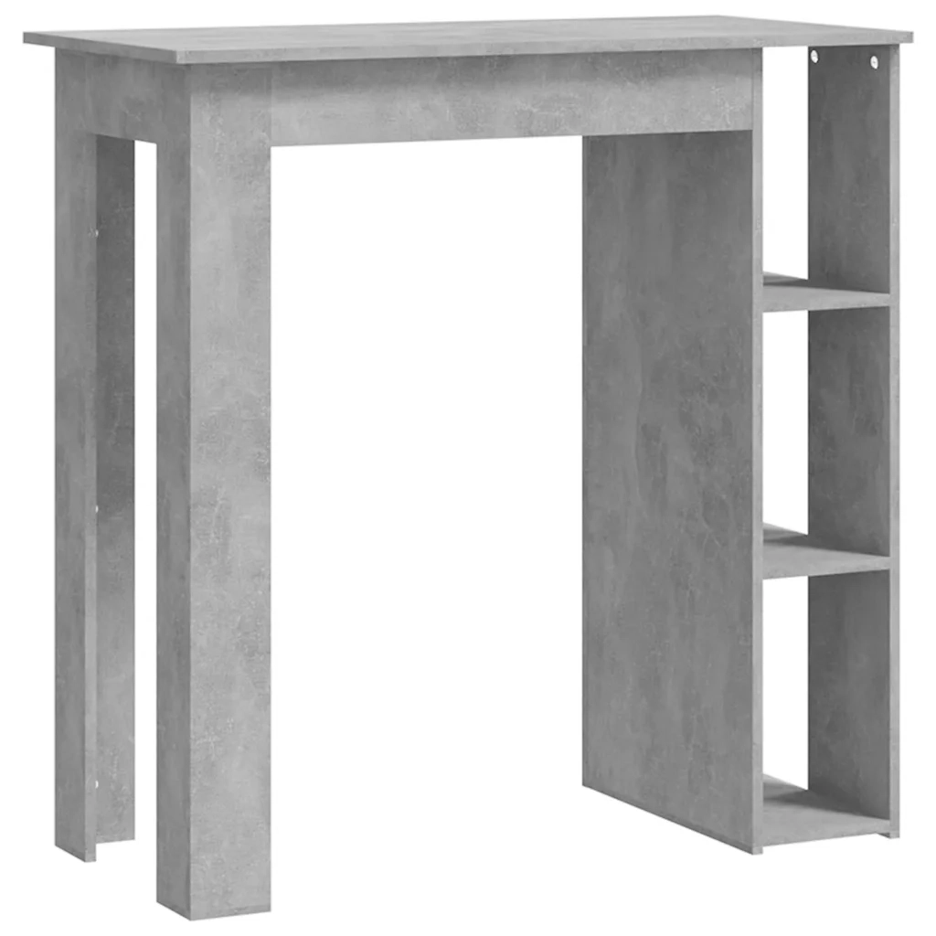 Tavolino da Bar con Ripiani-Tavolino da soggiorno-Tavolo Grigio Cemento 102x50x103,5 cm