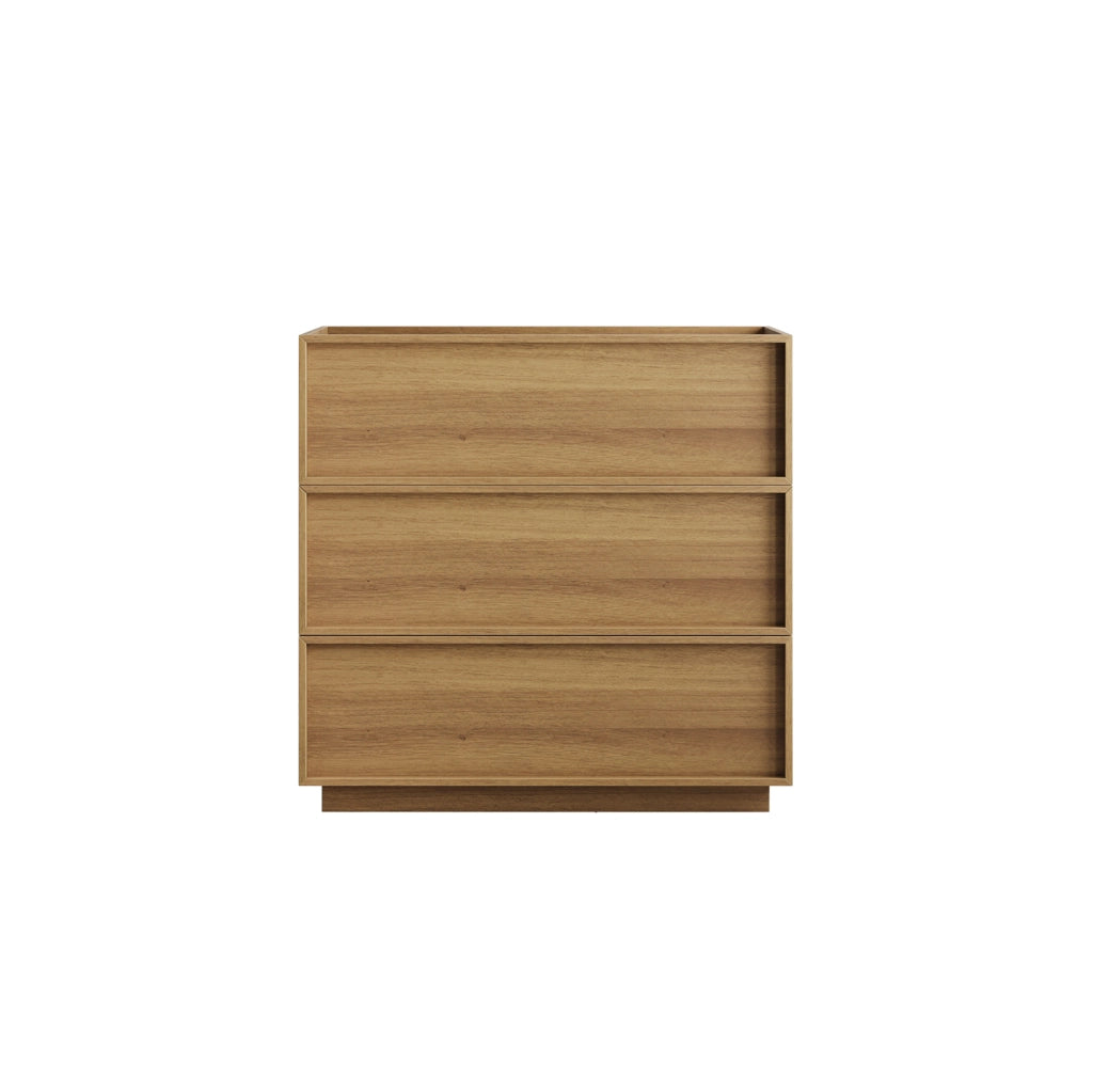 Cassettiera moderna a 3 cassetti 80x48x78 cm in MDF e truciolare effetto rovere