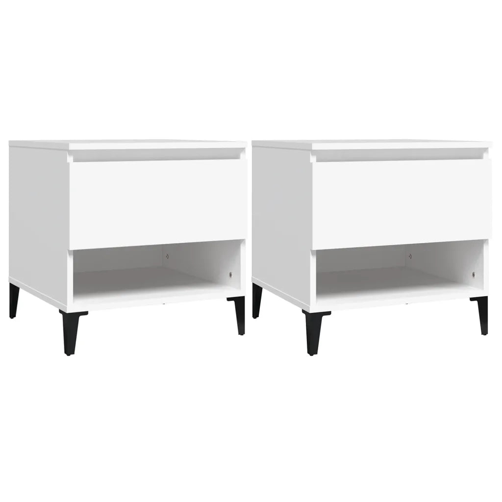 Tavolini 2 pz Bianchi 50x46x50 cm in Legno Multistrato 819549