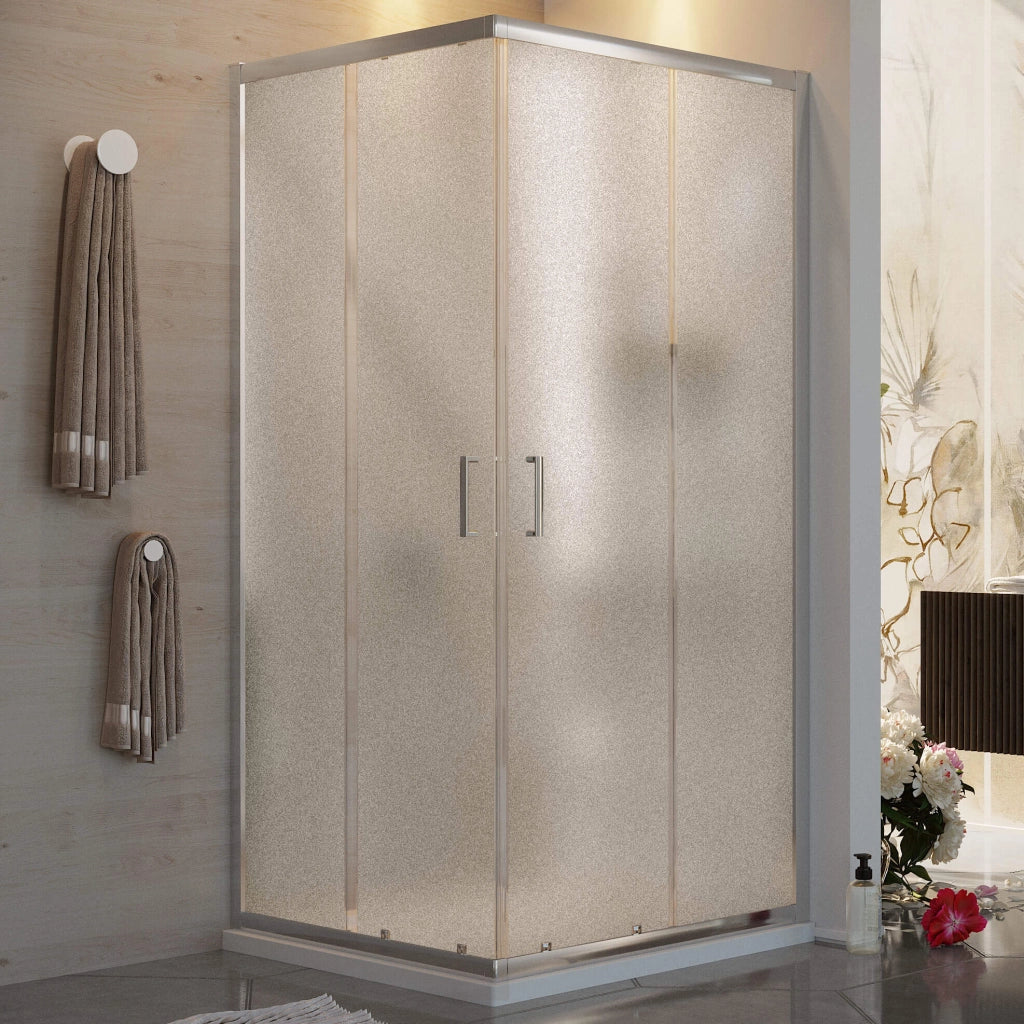 Box Doccia Angolare 70x80 cm 2 Ante Scorrevoli in Cristallo Opaco 6mm H185 Fosterberg Dragor