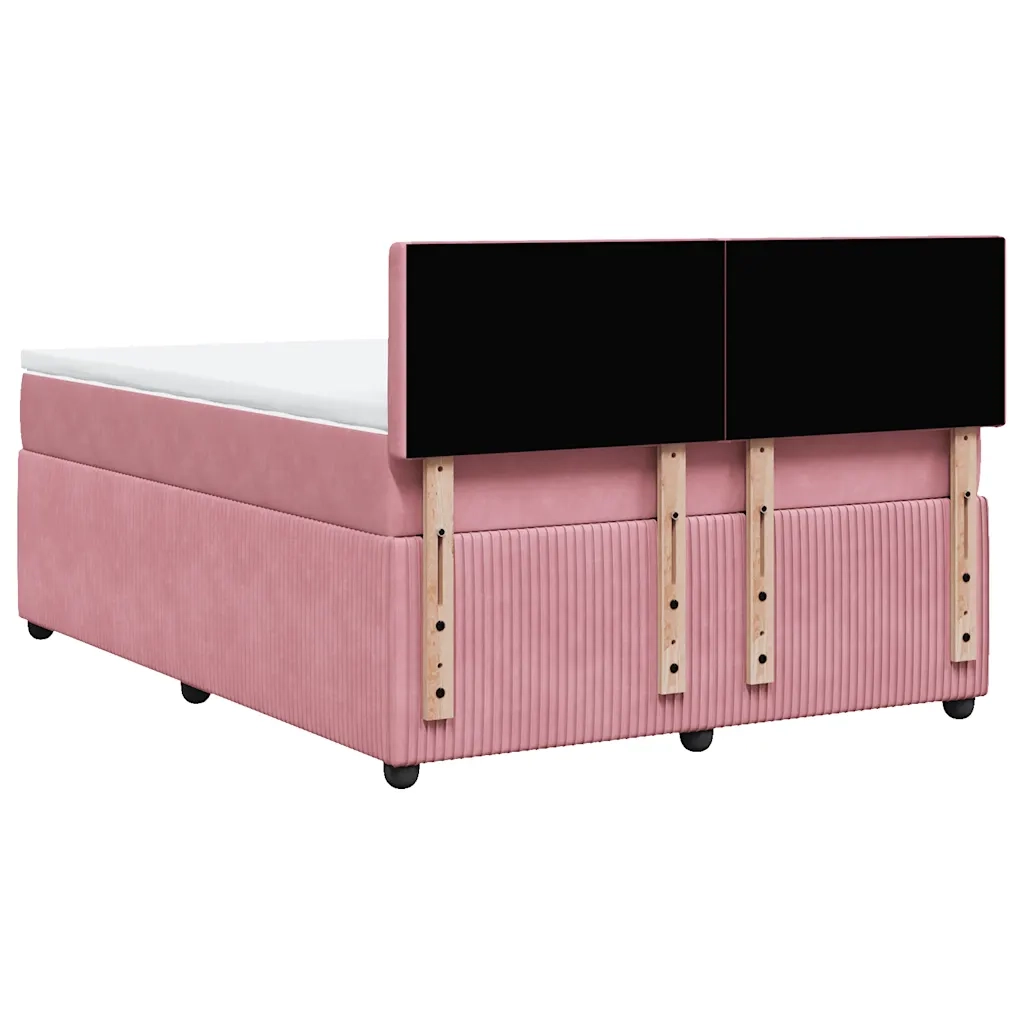 Giroletto a Molle con Materasso Rosa 140x200 cm in Velluto 3290075
