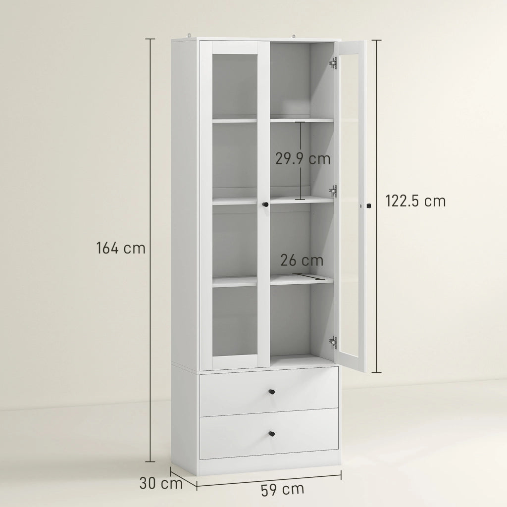 Credenza con Armadietto e Cassetti ¨C Zephmum ¨C Bianco 59x30x164 cm