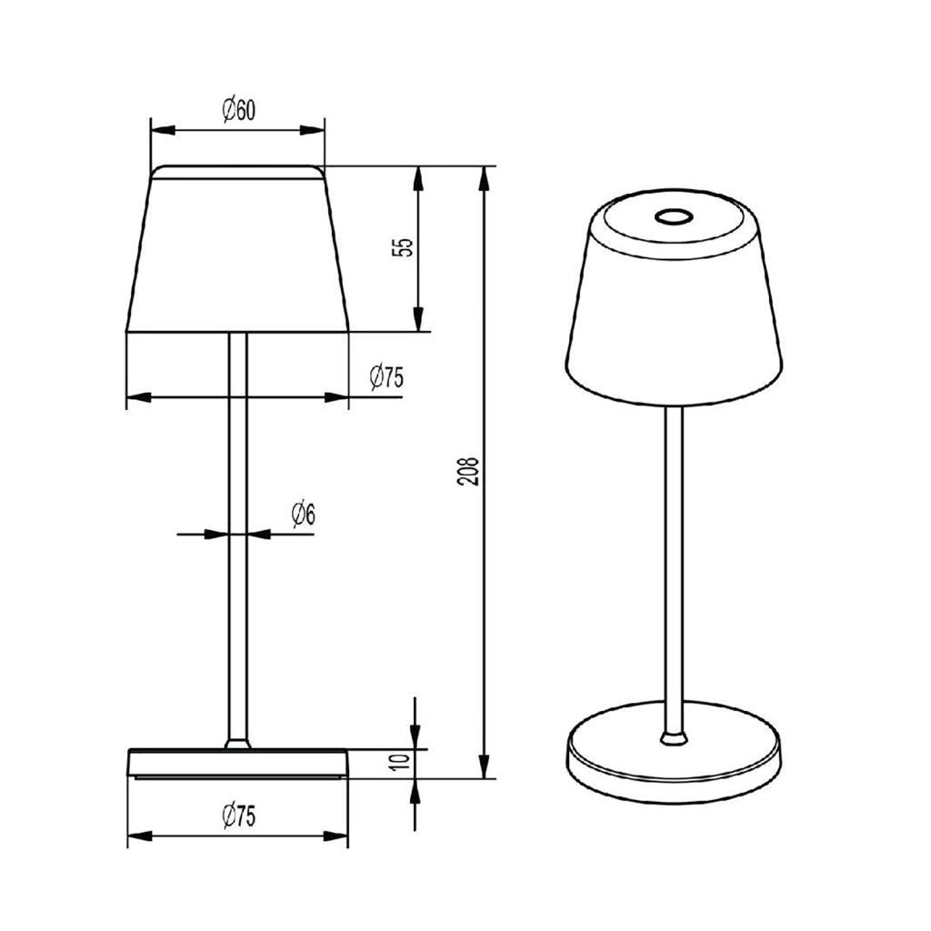 Lampada senza fili da tavolo moderna IP65 ricaricabile USB luce TOUCH dimmerabile atmosfera tavolini bar ristorante BEIGE