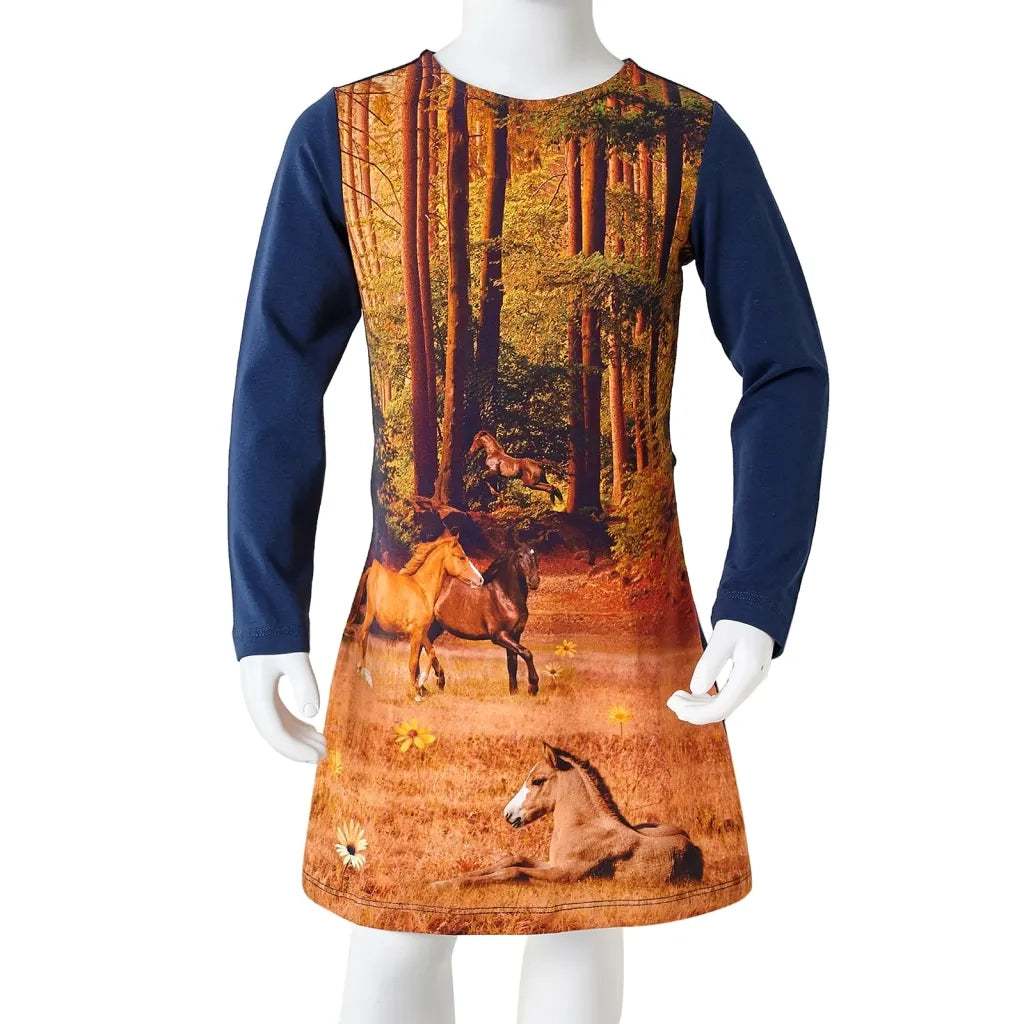Abito da Bambina a Maniche Lunghe Blu Marino 128 CFW3459052