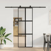 Porta Scorrevole Ferramenta 76x205 cm Vetro Temperato Alluminio 3332974