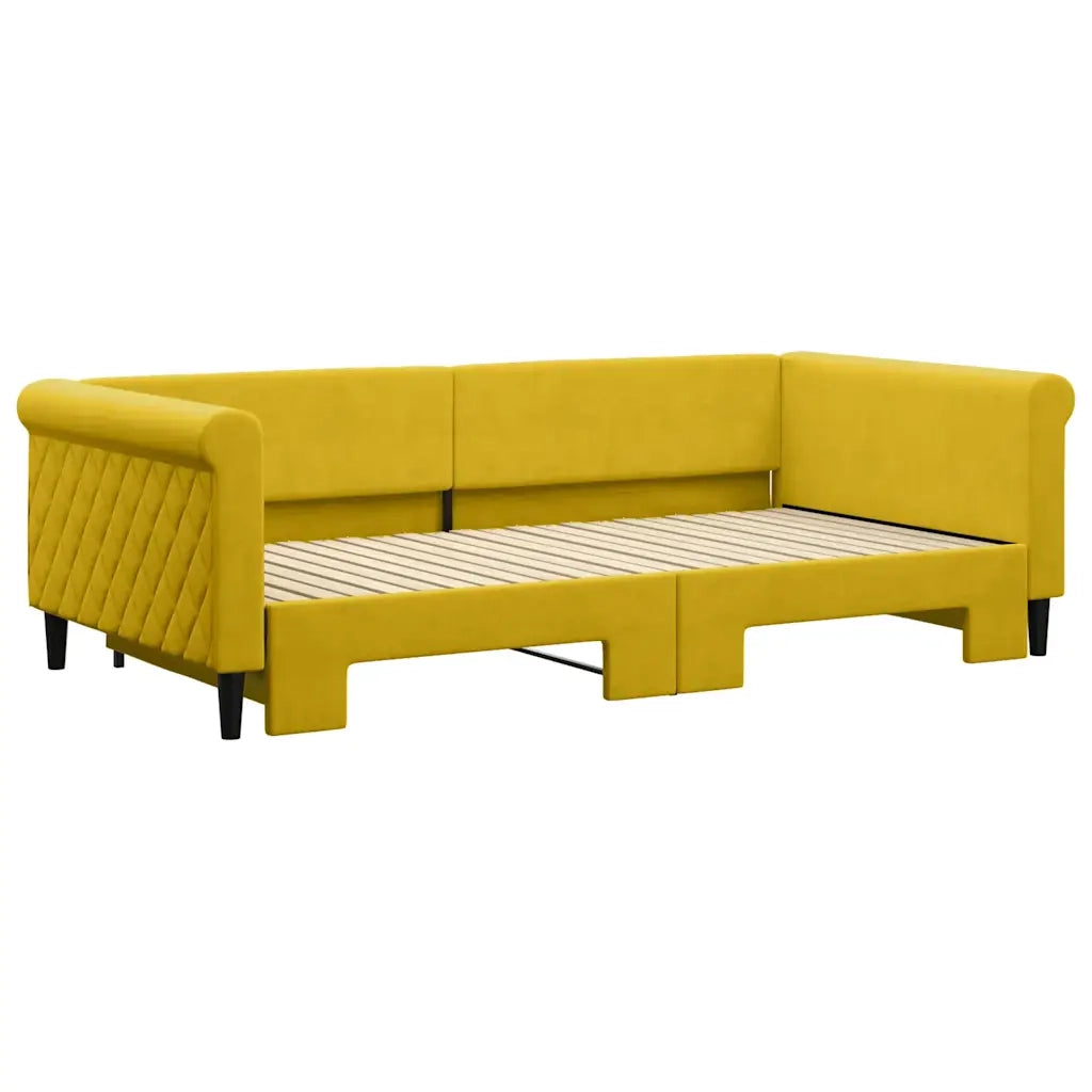 Divano Letto con Letto Estraibile Giallo 100x200 cm in Velluto 3197783
