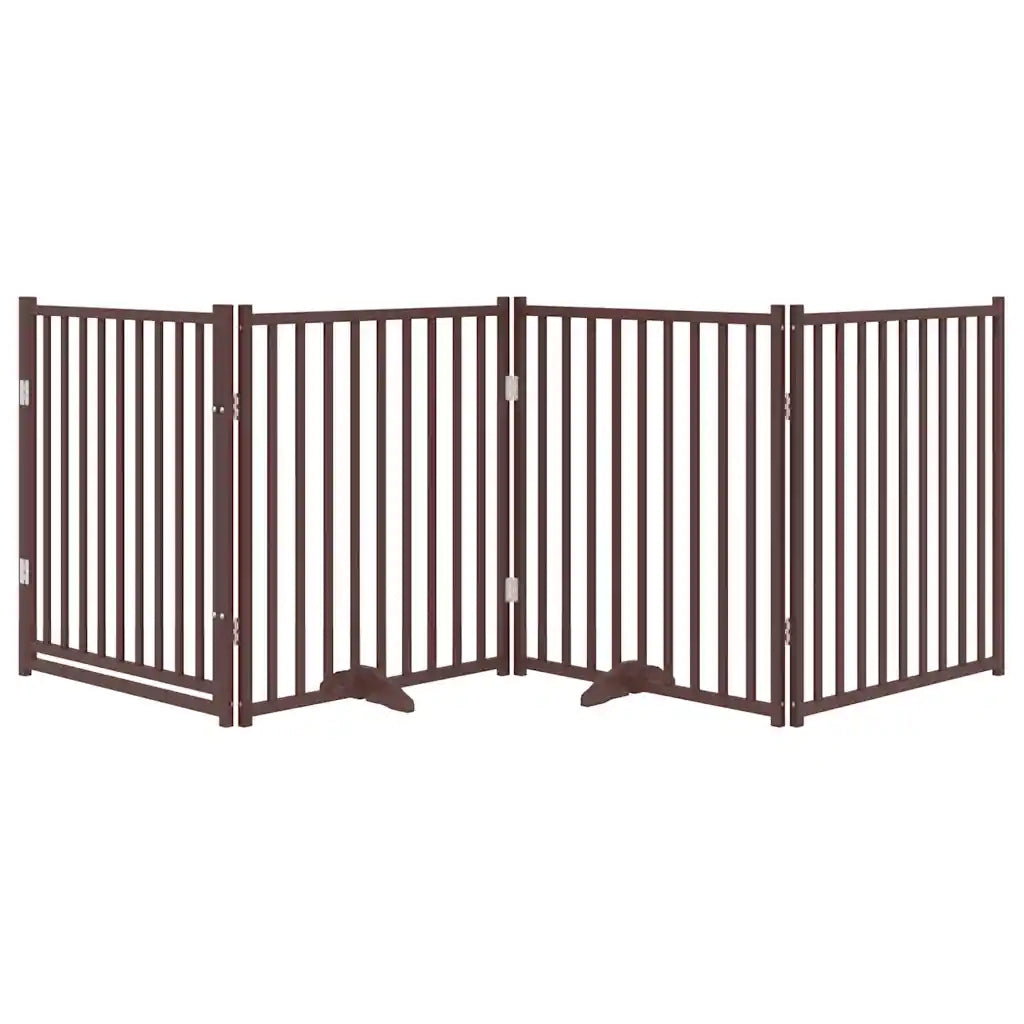 vidaXL Cancello Cani Pieghevole Marrone 4Pannelli 320cm Massello Abete