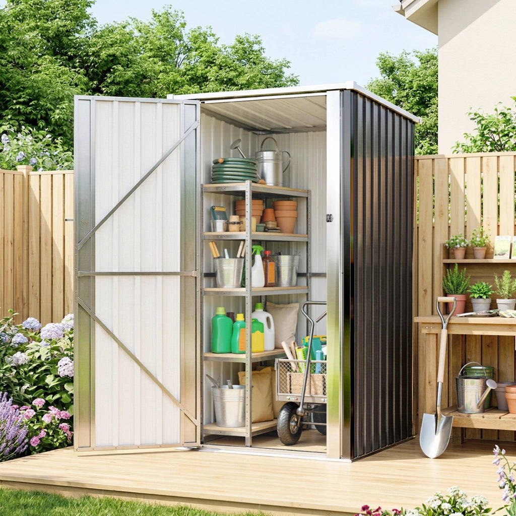 Armadio da Giardino con Porta Bloccabile ¨C zephmum ¨C Grigio Antracite 83x89x163cm
