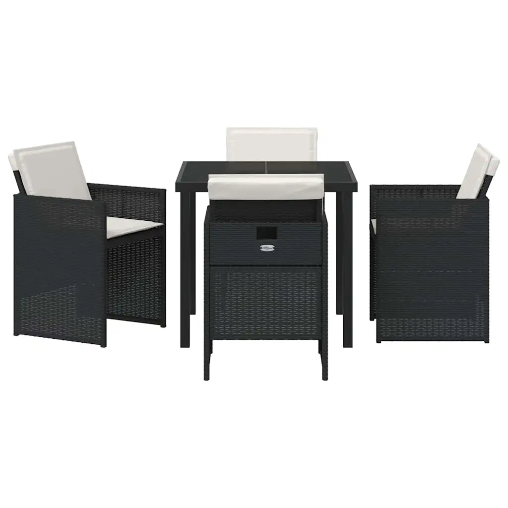 Set da Pranzo per Giardino 5 pcs Nero polyrattan 3380589