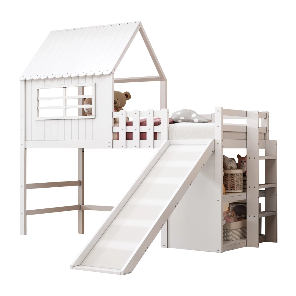 letto per bambini in legno massello e mdf bianco 90 x 200 cm