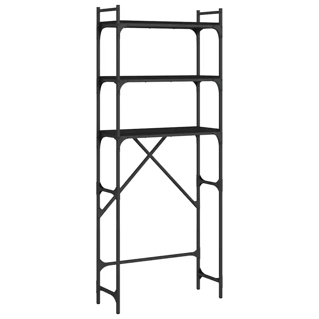 Scaffale per Lavatrice Nero 67x25x163 cm in Legno Multistrato CFW3418676