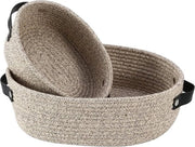Mandino a Maglia con Maniglione in Cotone - Raccoglitore di Corda Ovale per la Camera - Organizzatore di Borse Boho - Scatola per Lavanderia per Bambini - 2 Pack