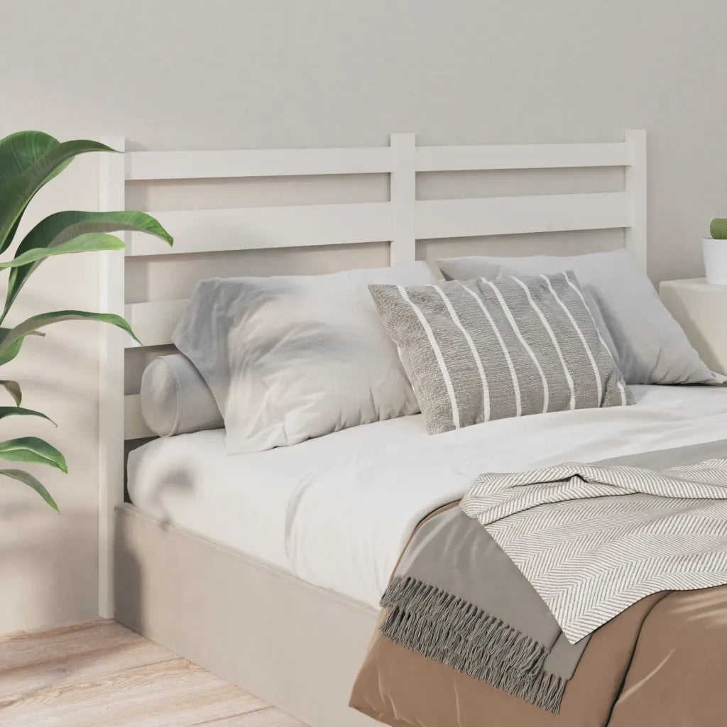 Testiera per Letto Bianca 126x4x100cm in Legno Massello di Pino 818411