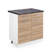 Mobiletto base per cucina R-Line Sonoma/Bianco 80 cm, PL Antracite Vicco