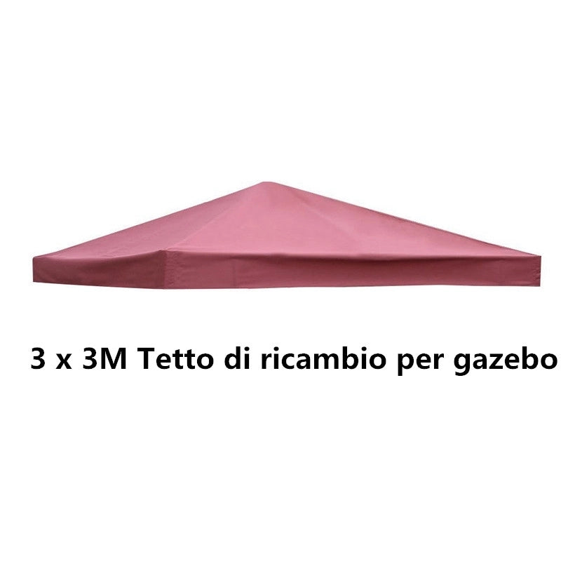Telo Tetto ricambio per gazebo da sole 3x3m, Tessuto copertura superiore per gazebo Rosso Bordeaux-Gazebo