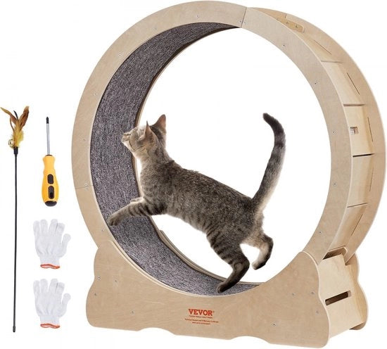 Girone per Gatti - Allenatore per Gatti a Casa - Girone per Gatti - Giocattolo per Gatti - Ciclo per Gatti - Diametro 65 cm - Legno