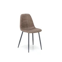 E-STYLO Sedia in similpelle tortora con gambe in metallo antracite, imbottita, 44cm X 50cm H. 84cm.