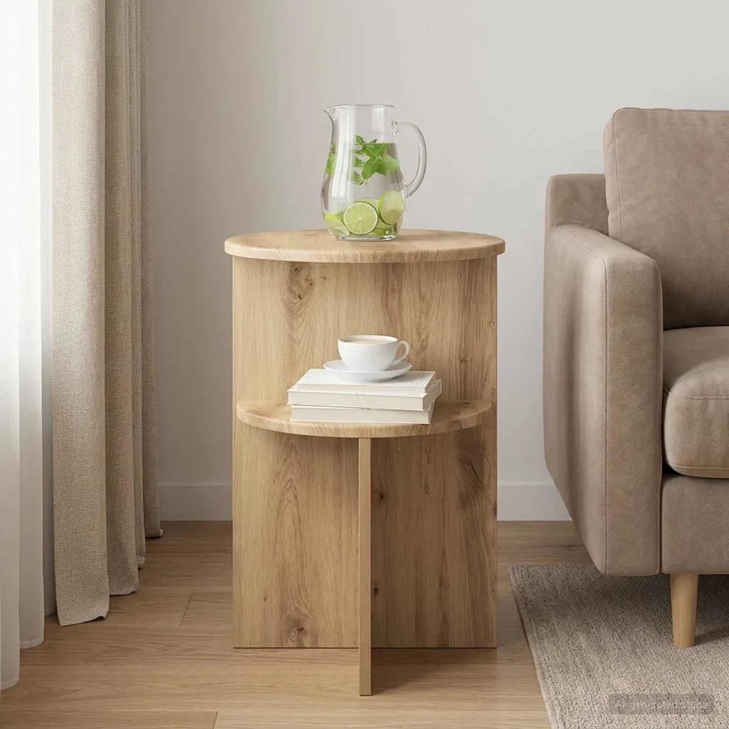 Tavolo laterale Rovere Artigianale Ø 39,5 x 55 cm 8001027