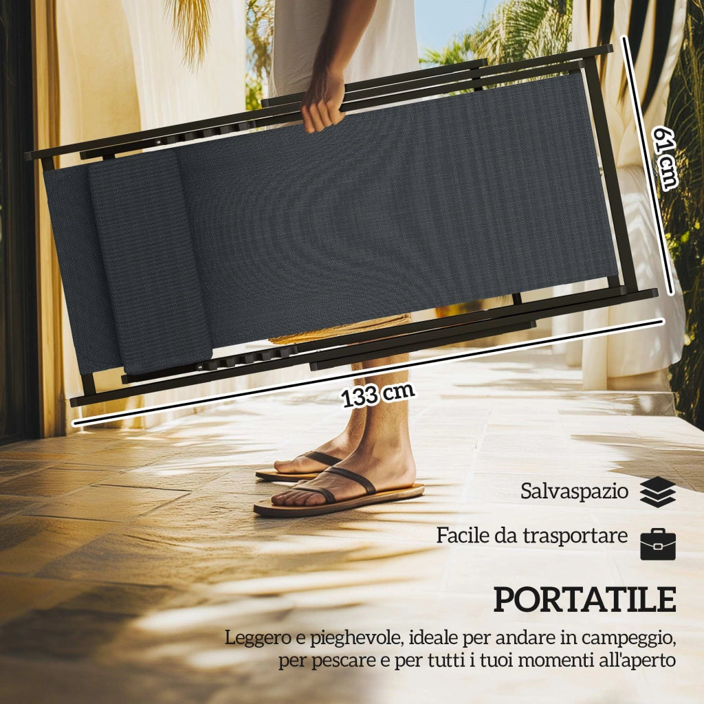 Set 2 Sedie da Esterni Pieghevoli Reclinabili ¨C zephmum ¨C Alluminio Grigio Scuro 96.5x58x91.5 cm
