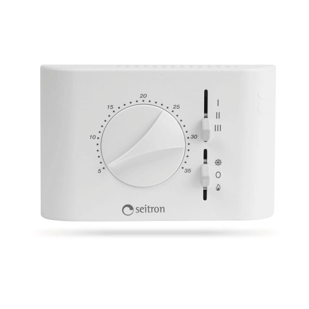 TERMOSTATO PER VENTILCONVETTORE ESTATE INVERNO MODELLO DIAMOND DIMENSIONI: H.87XL.132XP.37 MM. PER VENTILCONVETTORE   SEITRON