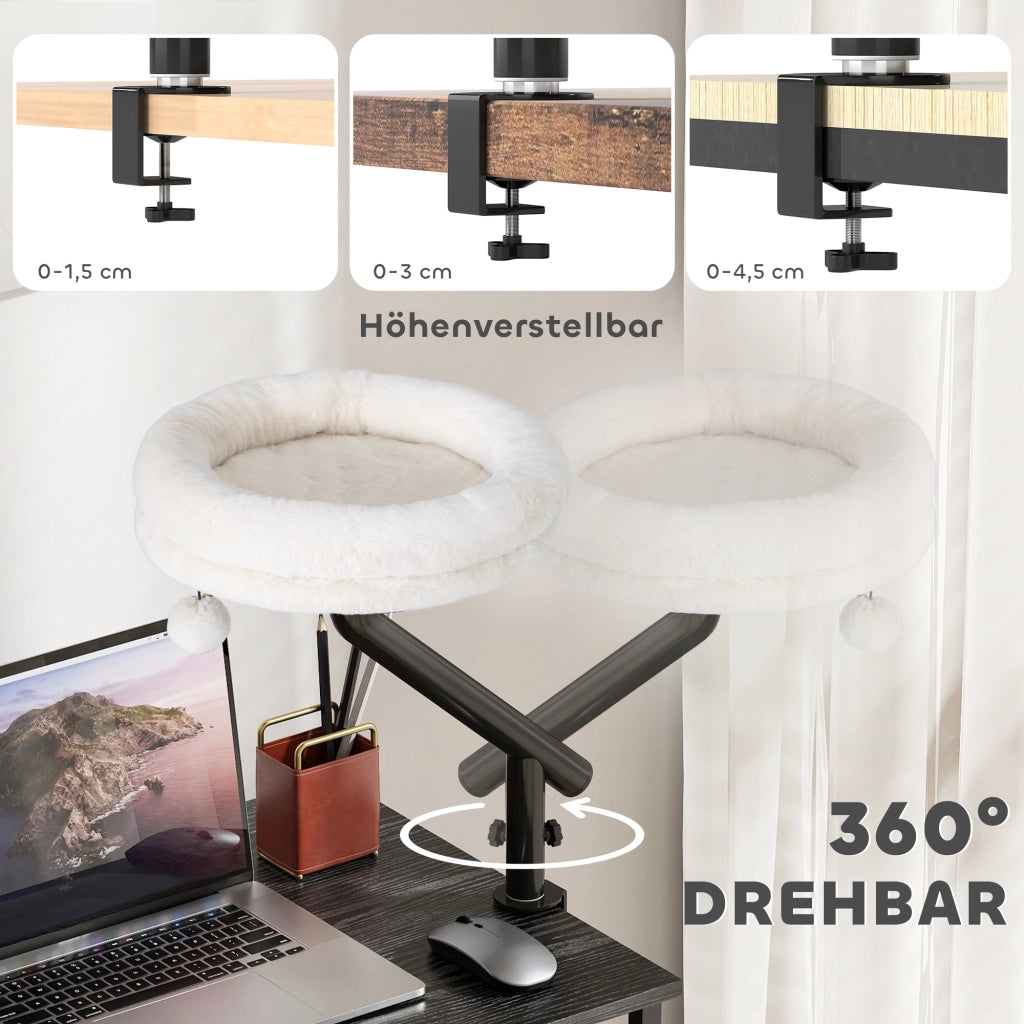 Letto per gatti da scrivania regolabile in altezza con rotazione 360¡ã ¨C zephmum ¨C crema