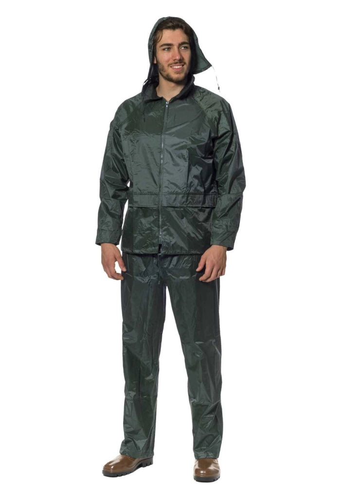COMPLETO GIACCA E PANTALONE IMPERMEABILI XXL VERDE