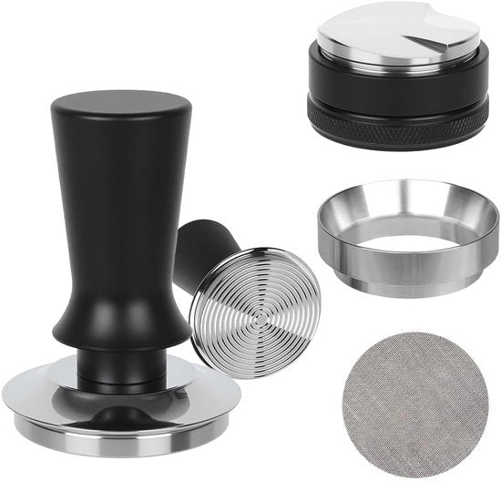 Set di macinazione espresso da 58 mm – macinatore espresso a bilanciamento, livellatore di caffè regolabile, livello di acqua riutilizzabile, filtro riutilizzabile portatile, set da 1