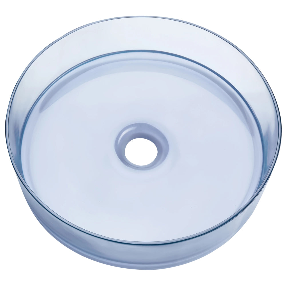 Lavandino da appoggio Azzurro Superficie solida 360 mm Lavandino da bagno rotondo semitrasparente