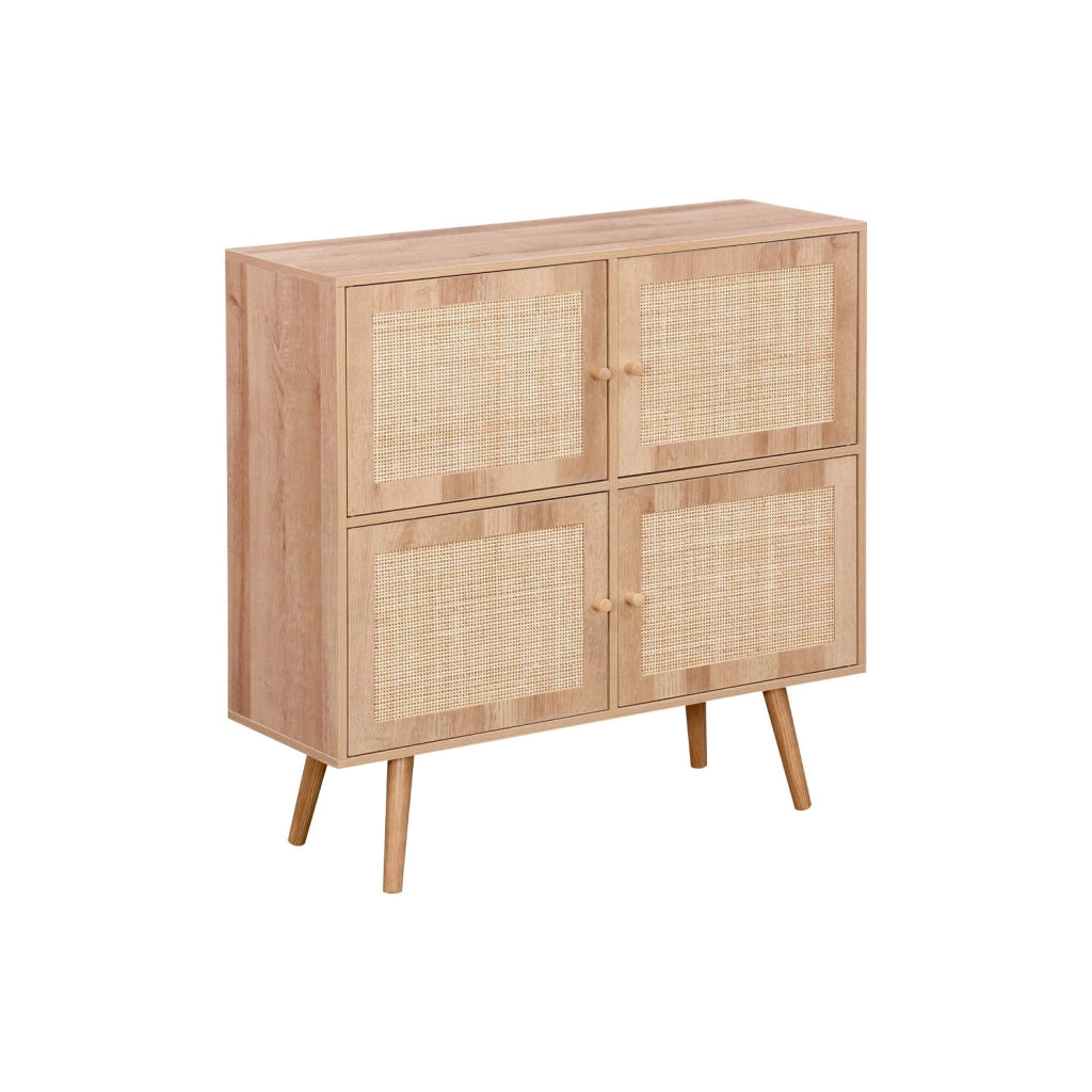 Cassettiera per bambini a 4 ante effetto legno, marrone naturale