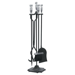 C SET ATTREZZI CAMINO C/STAND 5 PZ ARGENTO- C LINE AIR- 1,0 pz