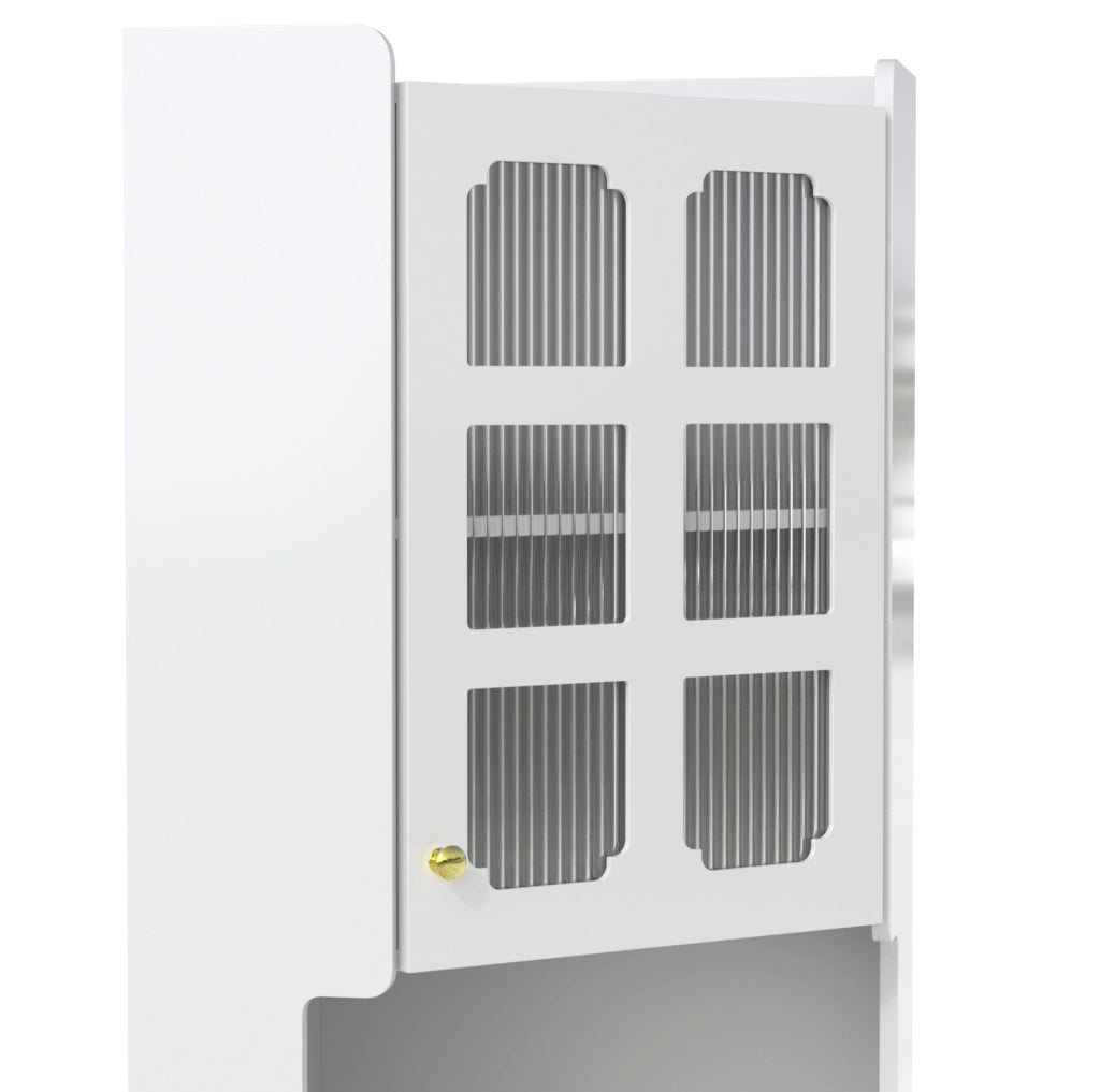 Mobile angolare contenitore bianco con LED, 63,5x157,5 cm, MDF
